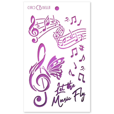 Texture Stencil 5"x8" Let the Music Fly
