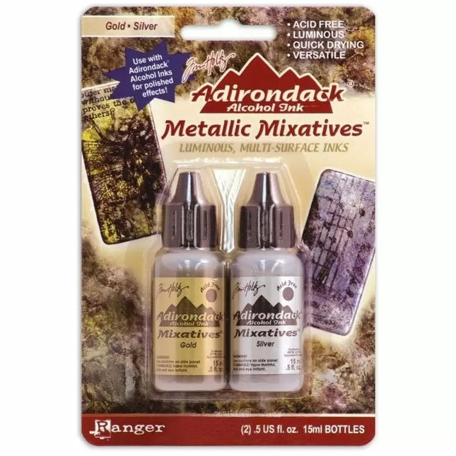 Ranger • Adirondack alkohol ink metallic mixatives Gold Silv