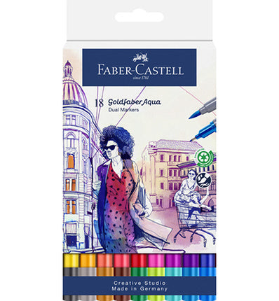 Duo aquarelmarker FC Goldfaber etui 18st. kleur nrs: 284, 283,107, 109