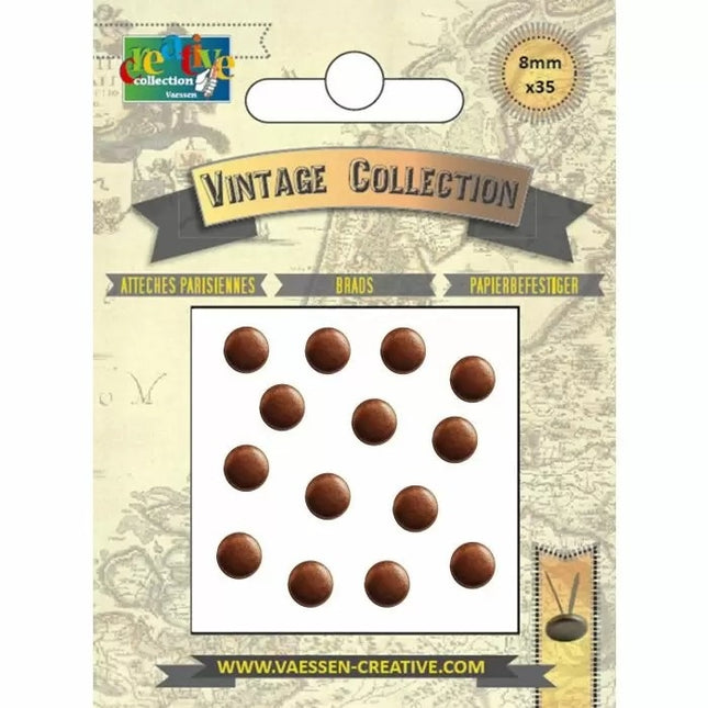 Vaessen Creative • Brads Vintage 8mm Antiek Koper 35pcs