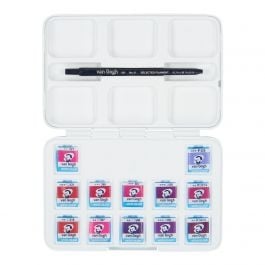Van Gogh • Aquarelverf pocket box roze en violetten met 12 kleuren in halve napjes