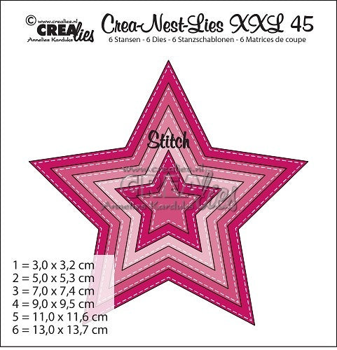 Crea-Nest-Lies XXL snijmal no,45 sterren 5punt