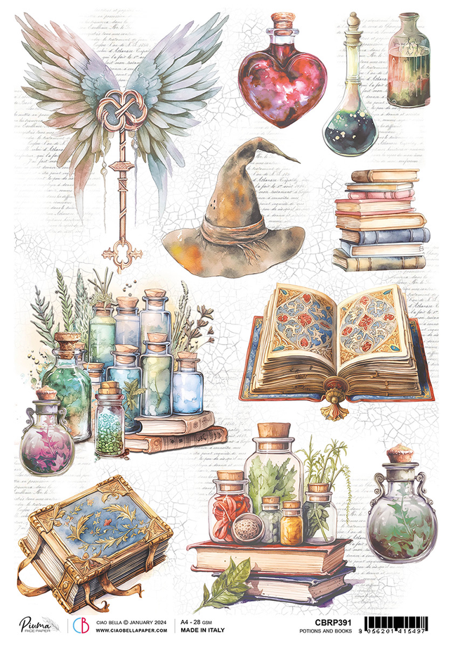 RICE PAPER A4 POTIONS AND BOOKS