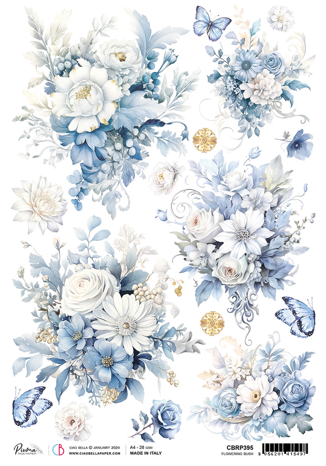 RICE PAPER A4 FLOWERING BUSH