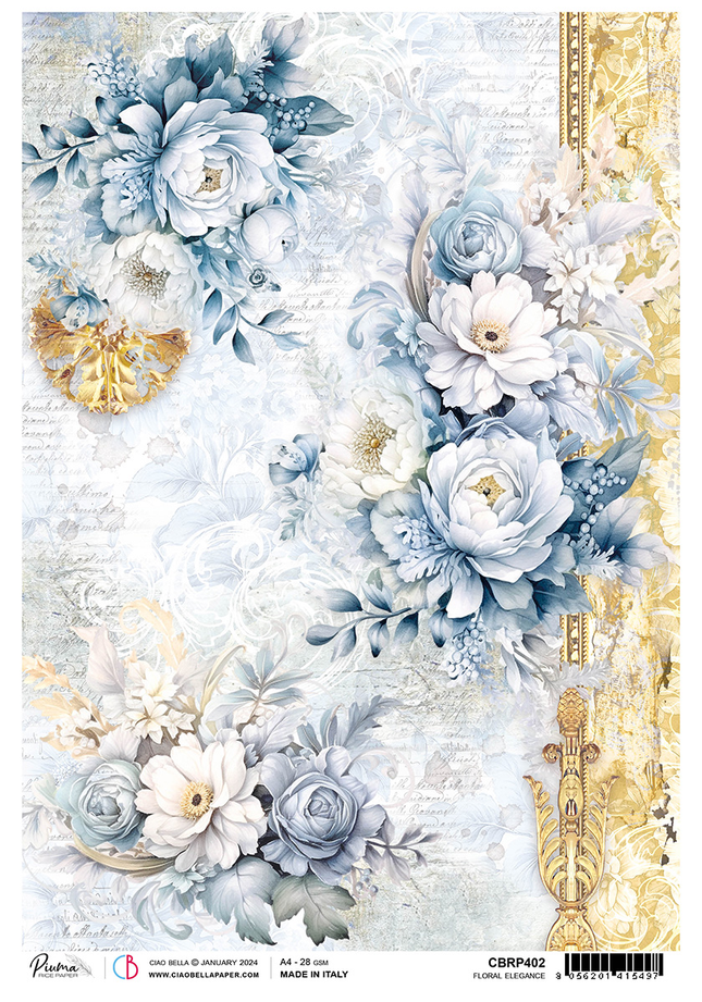 RICE PAPER A4 FLORAL ELEGANCE