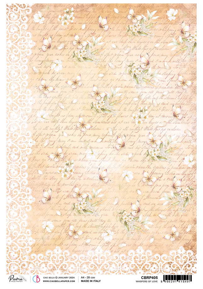 RICE PAPER A4 WHISPERS OF LOVE