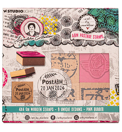 ABM Wooden Stamp Set Rubber stamps Signature Collection nr.595