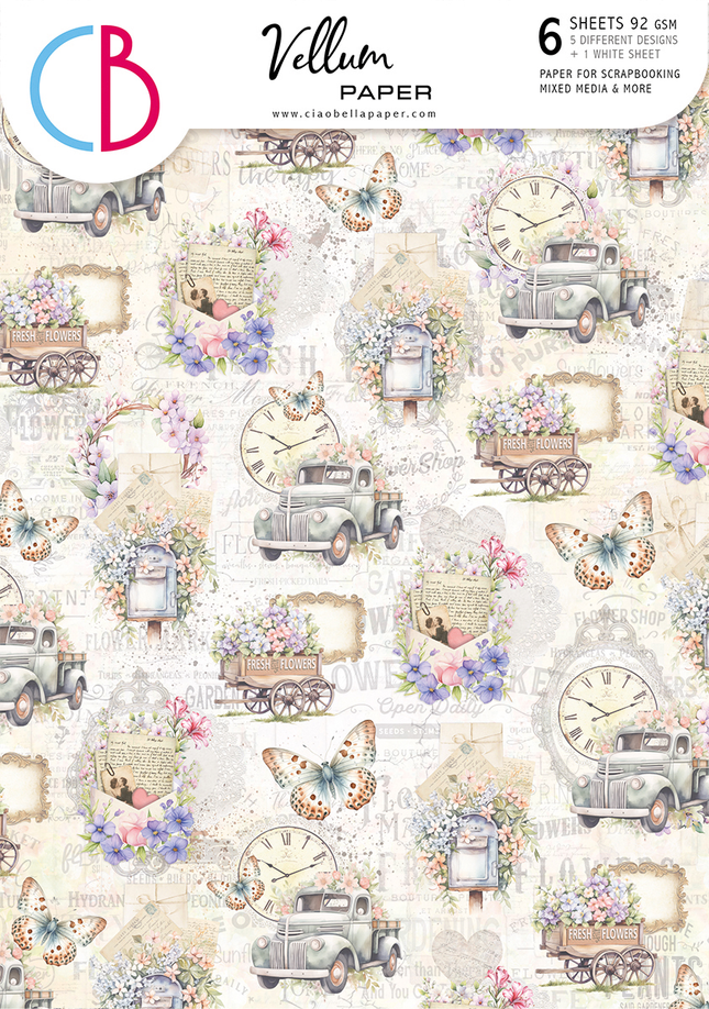 VELLUM FLOWER SHOP PAPER PATTERNS A4 6/PKG