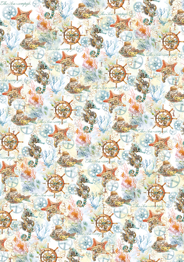 VELLUM CORAL REEF PAPER PATTERNS A4 6/PKG