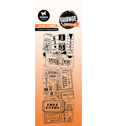 GR Clear Stamp Tickets background Grunge Collection nr.676