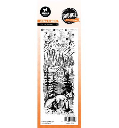 GR Clear Stamp Fox in forest Grunge Collection nr.677