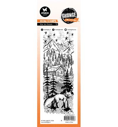 GR Clear Stamp Fox in forest Grunge Collection nr.677