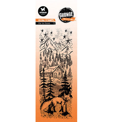 GR Clear Stamp Fox in forest Grunge Collection nr.677