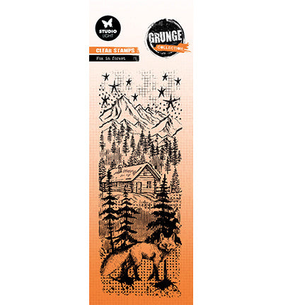 GR Clear Stamp Fox in forest Grunge Collection nr.677