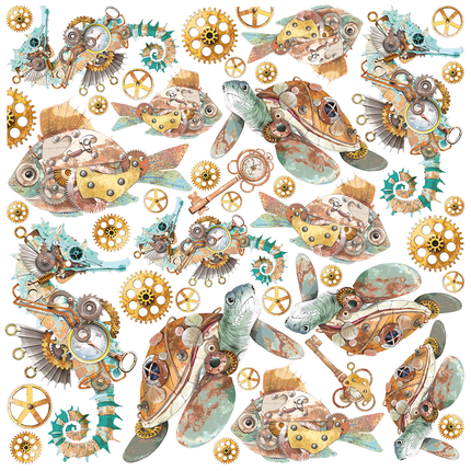 VELLUM CORAL REEF FUSSY CUT 6"X6" 6/PKG