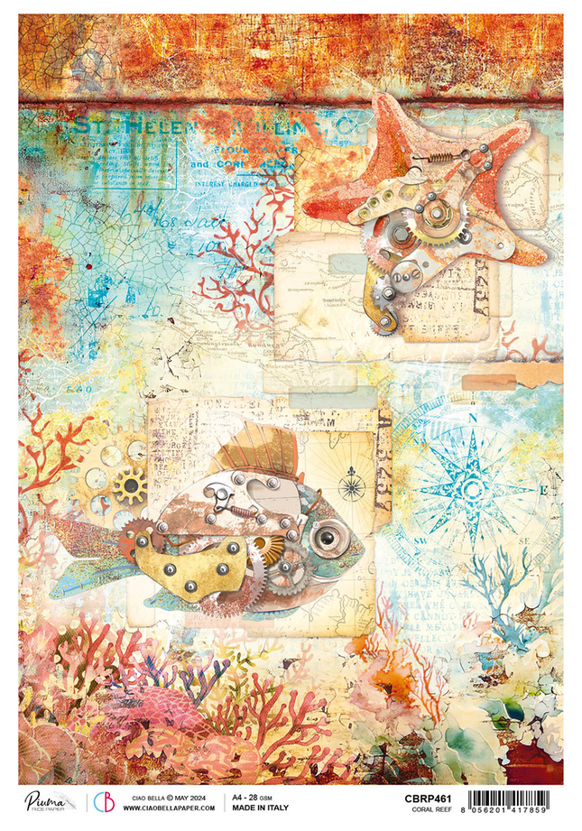 RICE PAPER A4 CORAL REEF