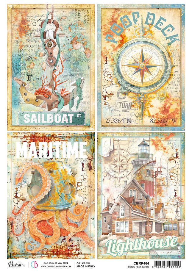 RICE PAPER A4 CORAL REEF CARDS