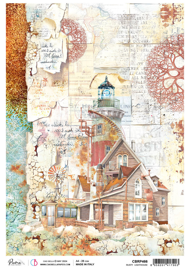 RICE PAPER A4 RUSTY LIGHTHOUSE
