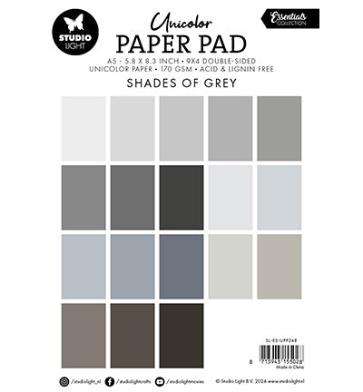 SL Unicolor paper pad Shades of grey Essentials nr.248