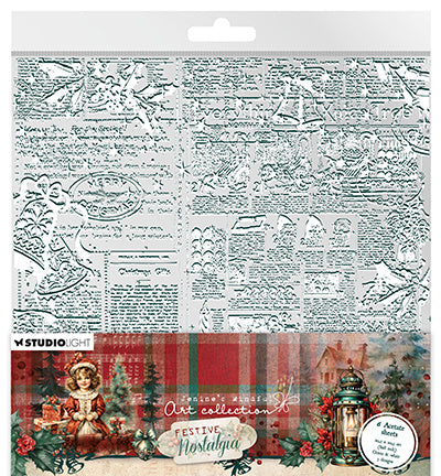 JMA Acetate sheets White & green Festive Nostalgia nr.09