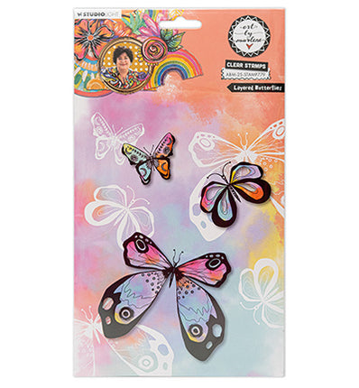 ABM Clear Stamp Layered Butterflies Art By Marlene nr.779