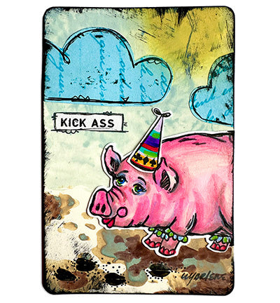 ABM Cling Rubber Stamp Miss Piggy Art By Marlene nr.782