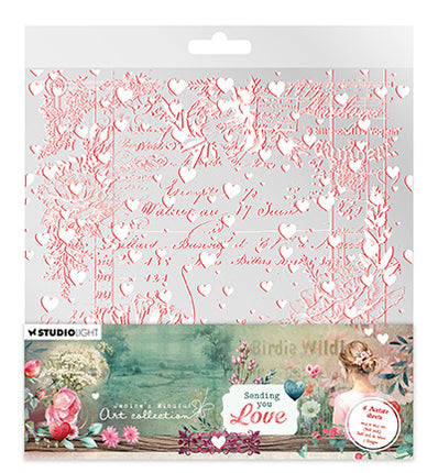 JMA Acetate sheets White & Soft Red Sending You Love nr.12