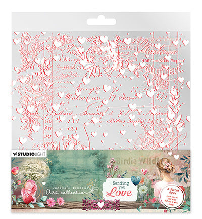 JMA Acetate sheets White & Soft Red Sending You Love nr.12
