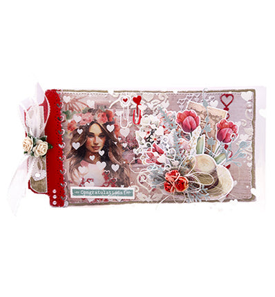 JMA Acetate sheets White & Soft Red Sending You Love nr.12