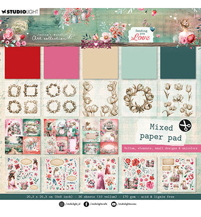 JMA Mixed Paper Pad Vellum, Unicolor & Elements Sending You Love nr.290