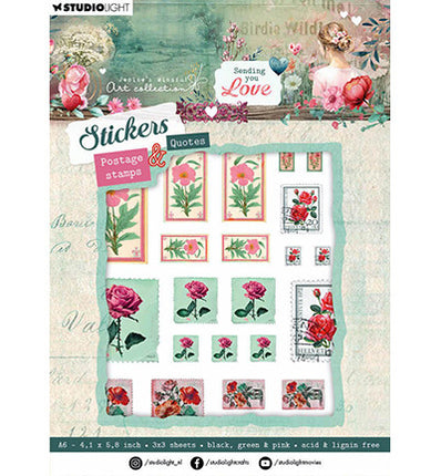 JMA Sticker Sheets Postage Stamps & Quotes Sending You Love nr.36