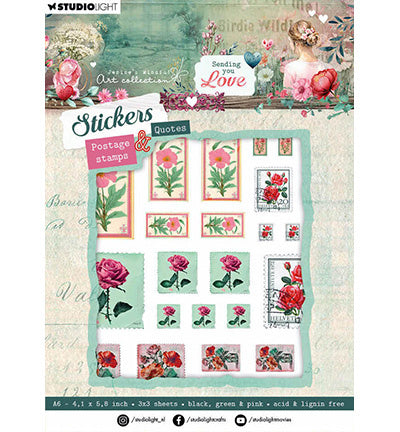 JMA Sticker Sheets Postage Stamps & Quotes Sending You Love nr.36