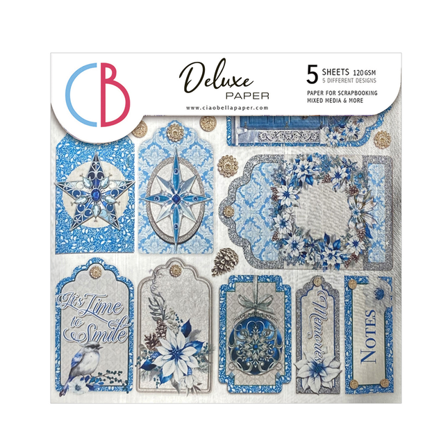 DELUXE ELEGANCE OF BLUE PAPER SILVER 6"X6" 5/PKG