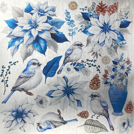DELUXE ELEGANCE OF BLUE PAPER SILVER 6"X6" 5/PKG