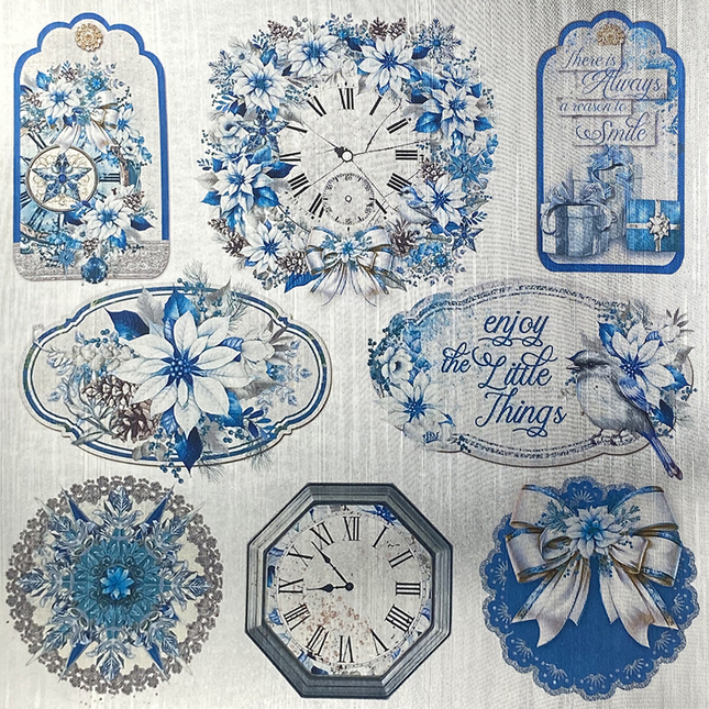 DELUXE ELEGANCE OF BLUE PAPER SILVER 6"X6" 5/PKG