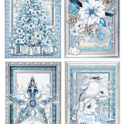 RICE PAPER A4 ELEGANT BLUE CARDS