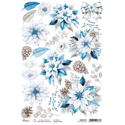 RICE PAPER A4 FROZEN POINSETTIA