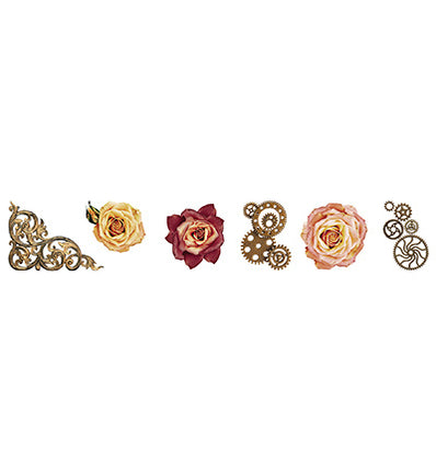 SL Clear Stickers Vintage roses Grunge Collection 5 Meter nr. 55