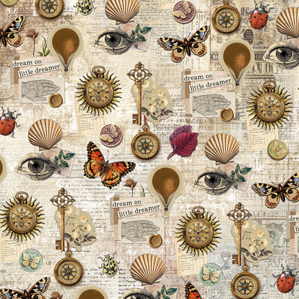 RICE PAPER A5 MIXED 8/PKG CABINET OF CURIOSITIES