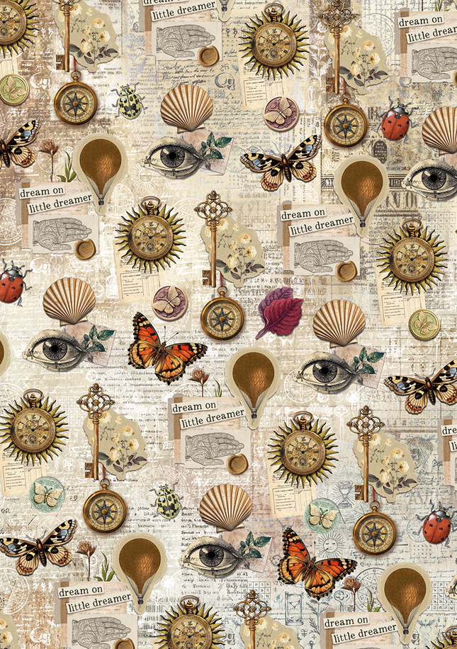 RICE PAPER A5 MIXED 8/PKG CABINET OF CURIOSITIES