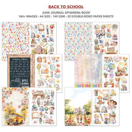 BOOK BACK TO SCHOOL A4 - Junk journal ephemera book-Ciao Bella