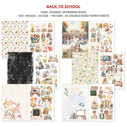 BOOK BACK TO SCHOOL A4 - Junk journal ephemera book-Ciao Bella