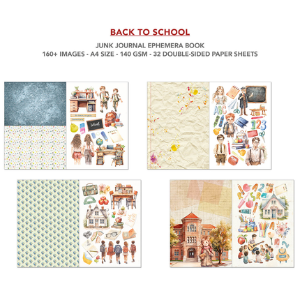BOOK BACK TO SCHOOL A4 - Junk journal ephemera book-Ciao Bella
