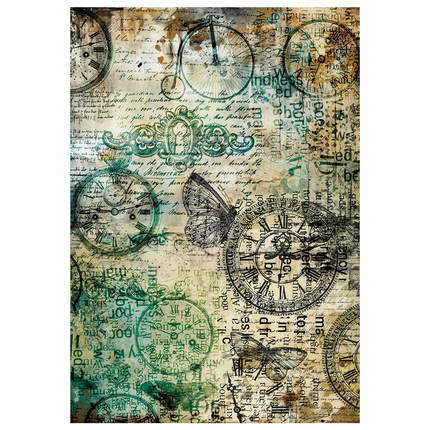 MIXED MEDIA RICE PAPER A4 SET 4/PKG TIME CAPSULE