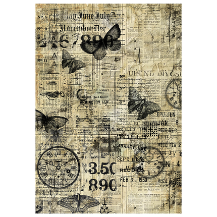 MIXED MEDIA RICE PAPER A4 SET 4/PKG TIME CAPSULE