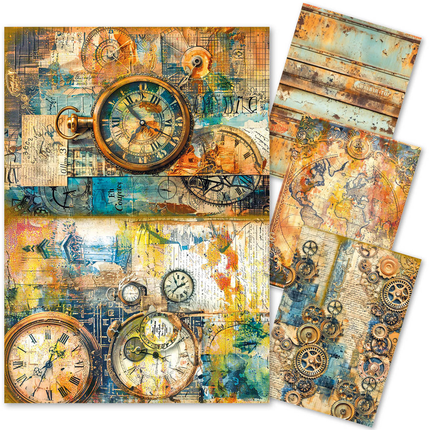 MIXED MEDIA RICE PAPER A4 SET 4/PKG PAST TIME