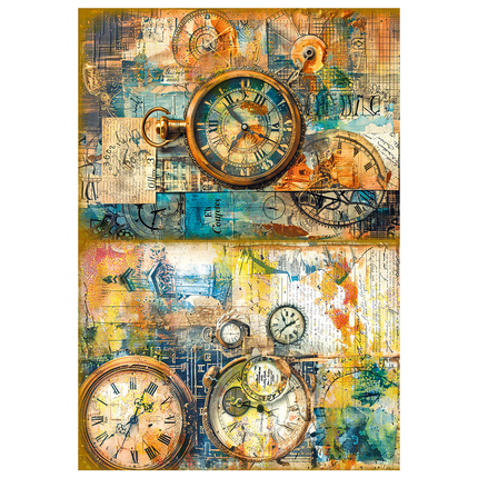 MIXED MEDIA RICE PAPER A4 SET 4/PKG PAST TIME