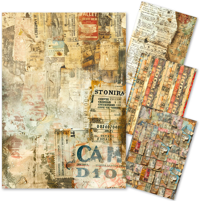 MIXED MEDIA RICE PAPER A4 SET 4/PKG JOURNEY AHEAD