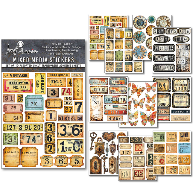 STICKER SET 10/PKG GRUNGY TAGS