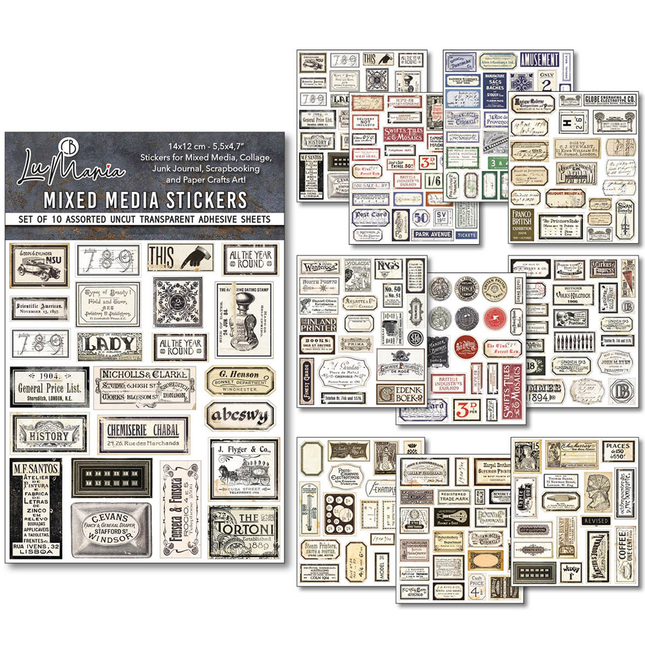STICKER SET 10/PKG VINTAGE SCRIPTS